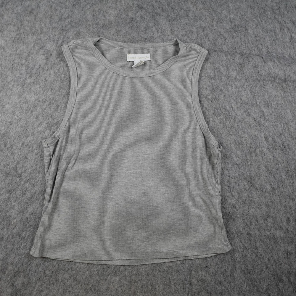 House of Harlow 1960 Top Women Large Gray Ribbed Modal Spandex Sleeveless Tank